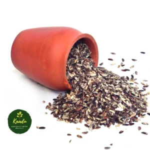 Karuppu Kavuni Rice Flakes / poha spread on the floor