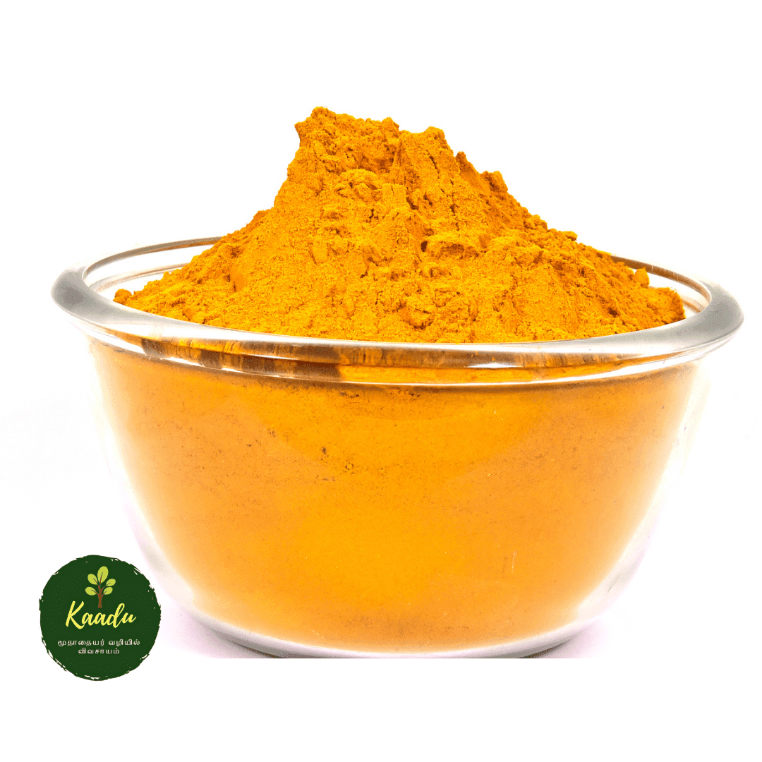 Turmeric powder kept in a glass bowl